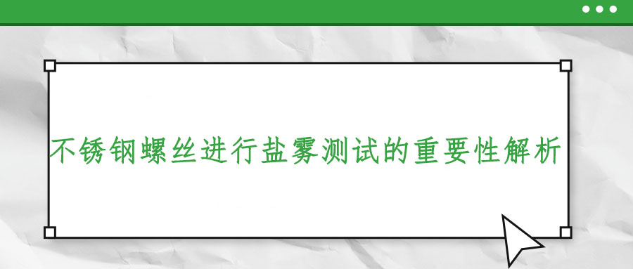 不銹鋼螺絲進行鹽霧測試的重要性解析